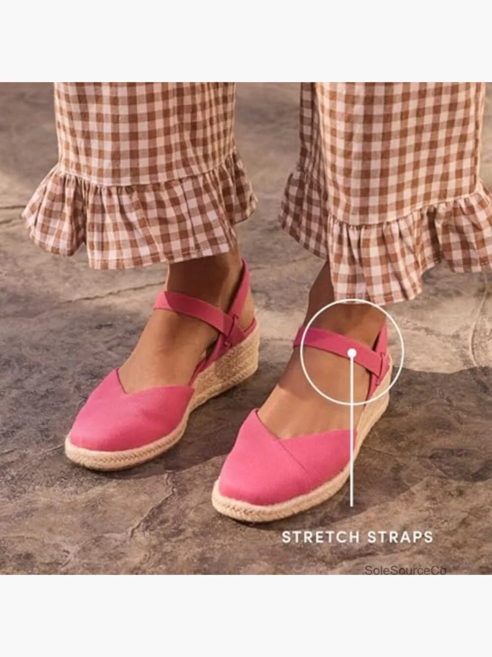 Espadrille Wedge Sandals with Soft System Comfort Technology Slip On Almond Toe